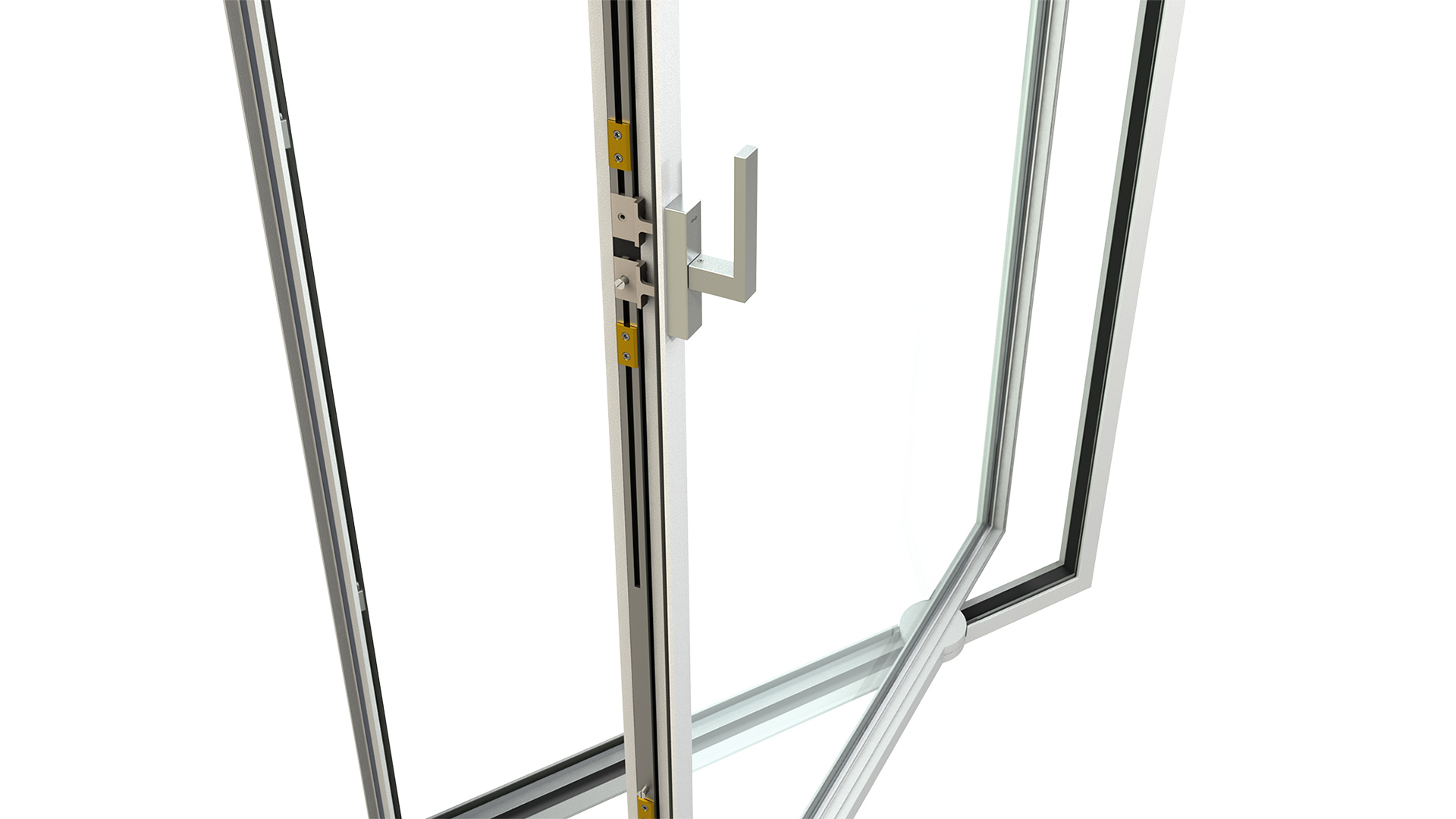 3d rendering detail of MHB steel pivot door