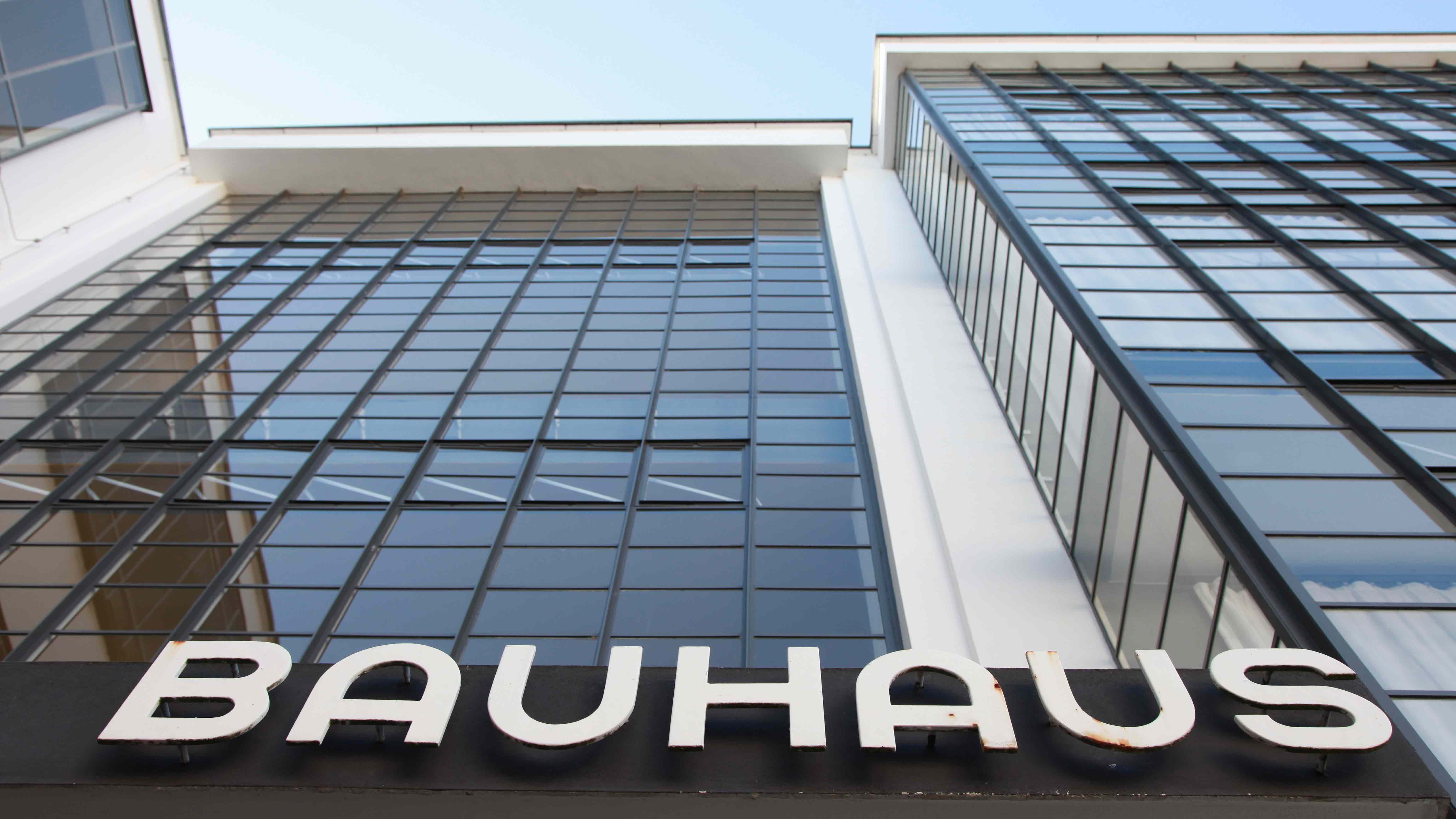 Bauhaus Dessau Atelier building with steel beautiful windows and the logo