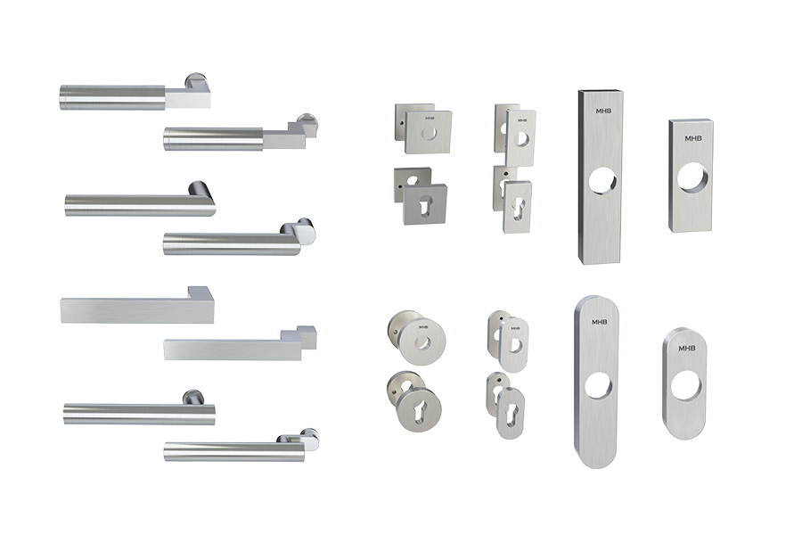 MHB steel handles and escutcheons