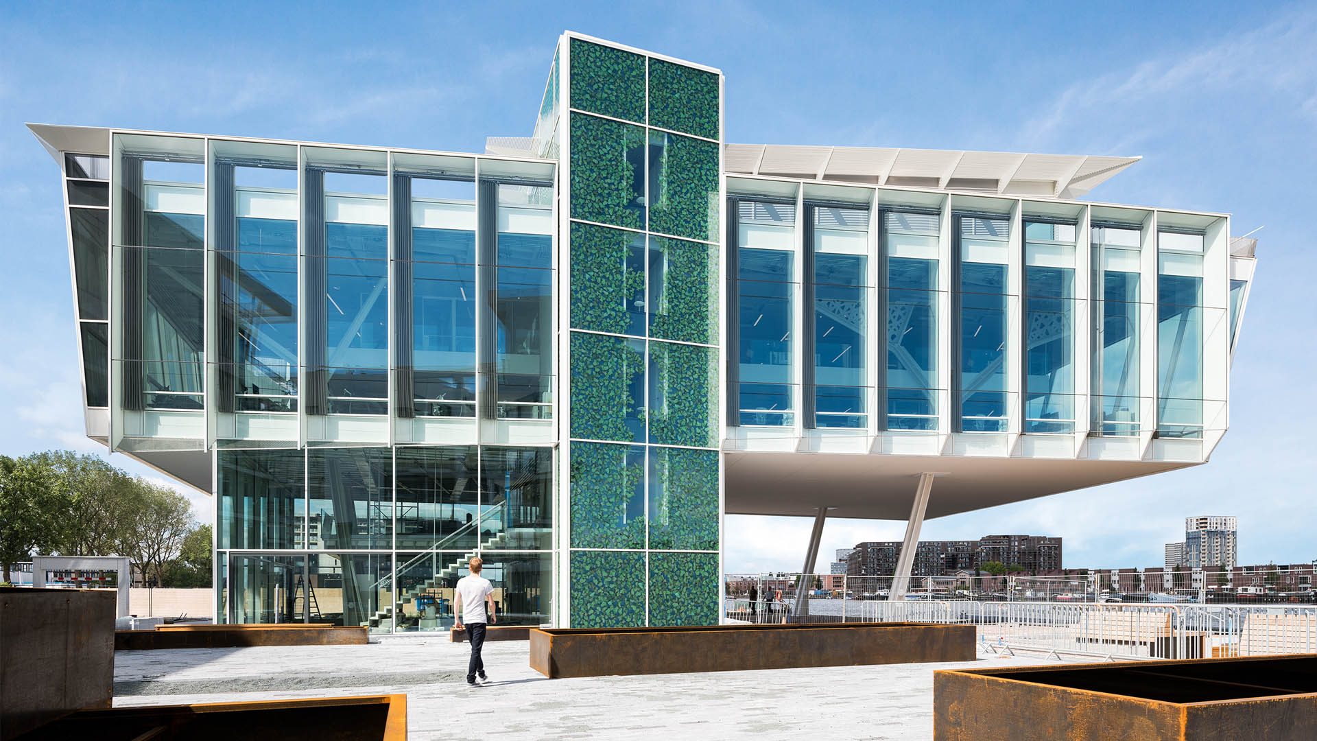 A building with glass walls